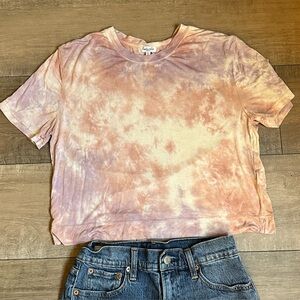 Soft Girl Y2K Aesthetic Pink Lilac Tie-Dye Crop Tee Splendid Comfy Casual Size S